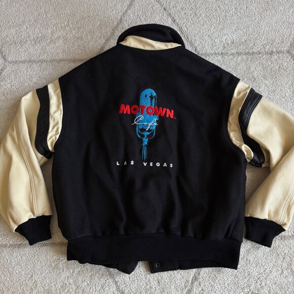 Rare Vintage 90s 'Motown Cafe' Las Vegas Leather Varsity Jacket Iconic Unisex - Picture 1 of 13